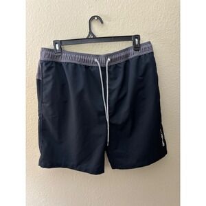 Speedo Mens Swim Trunks Black Grey Mesh Lined XXL Drawstring Pocket A909